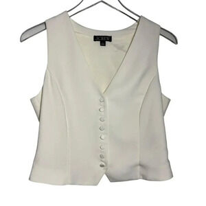J. Crew Womens size 6 Slim-fit tuxedo vest ivory city crepe